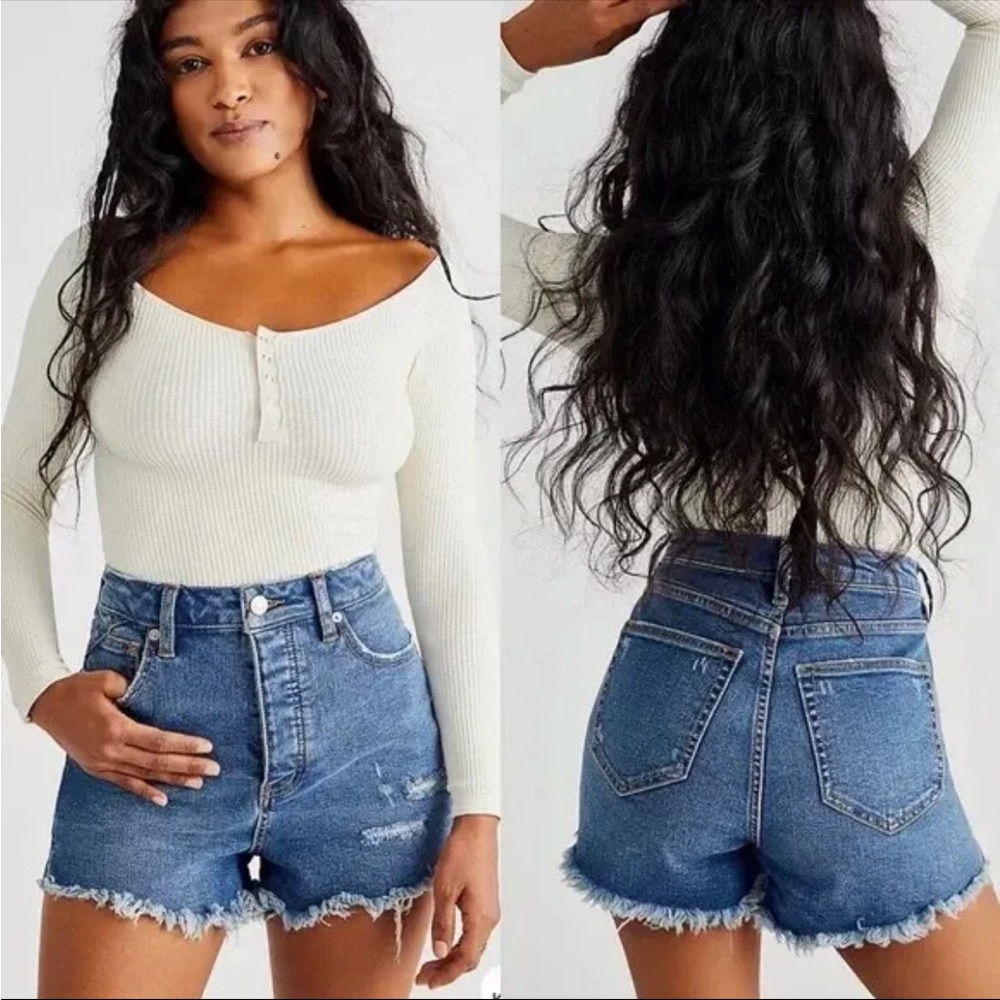 Free People We The Free Crvy Vintage High Rise Denim Shorts 26